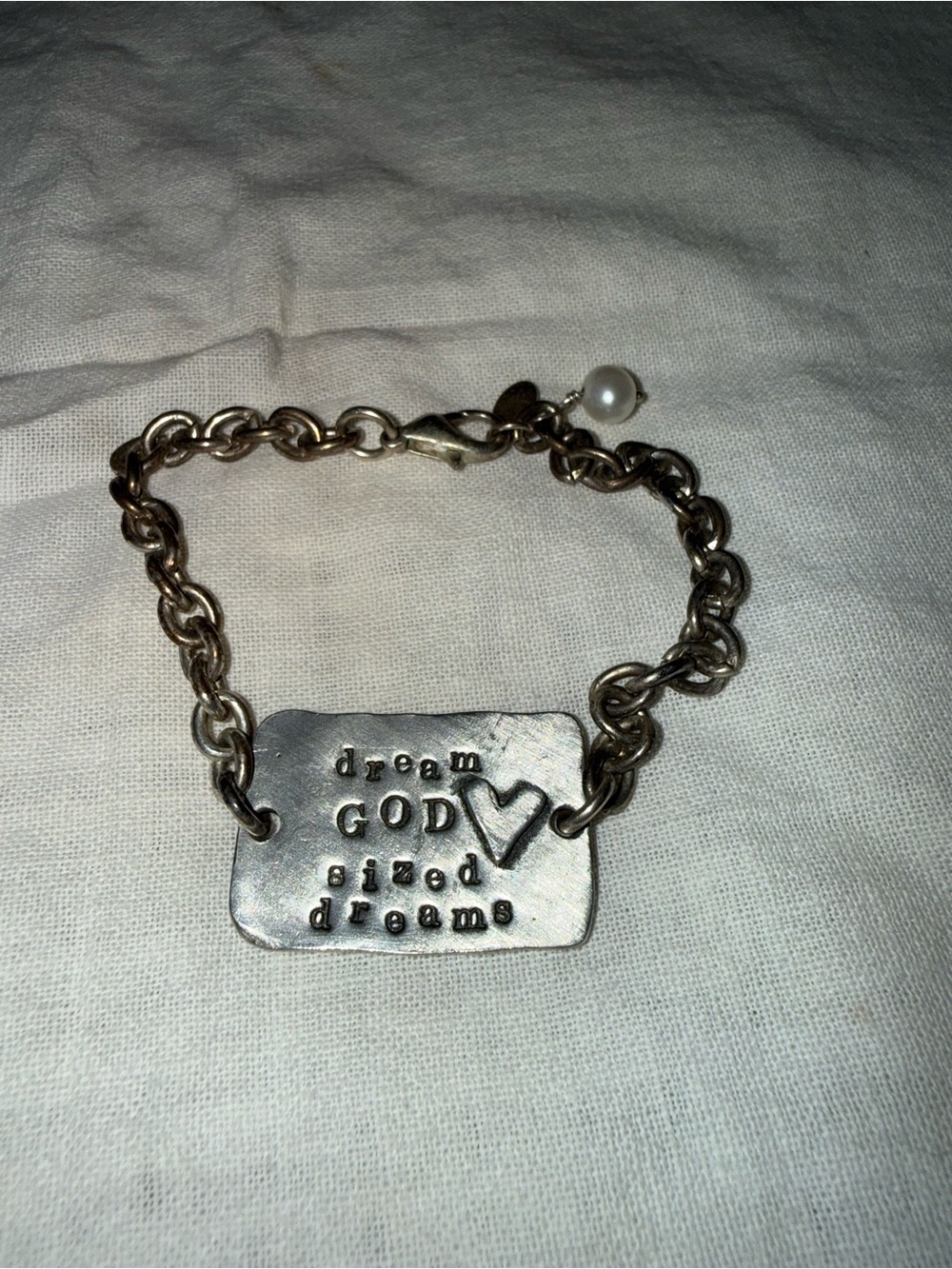 Silver 'Dream God Sized Dreams' Inspirational Bracelet